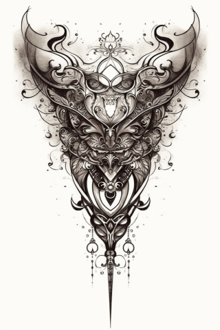 Gothic sternum tattoo, tattoo sketch#68