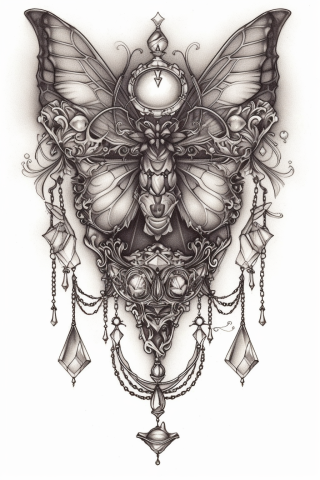 Gothic sternum tattoo, tattoo sketch#70