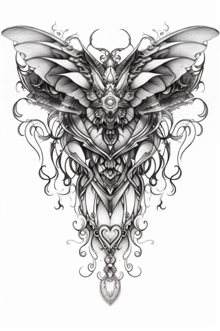 Gothic sternum tattoo, tattoo sketch#71