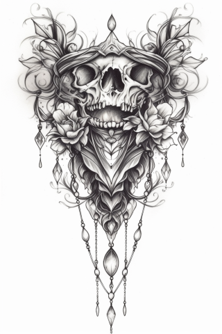 Gothic sternum tattoo, tattoo sketch#73