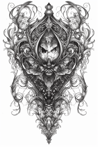 Gothic sternum tattoo, tattoo sketch#76