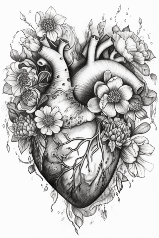Heart tattoo design, tattoo sketch#2