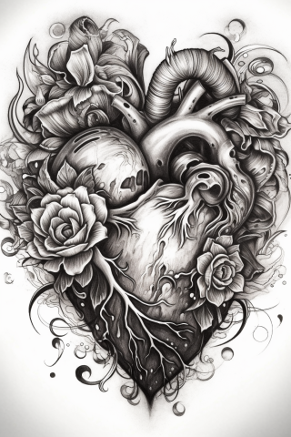 Heart tattoo design, tattoo sketch#3