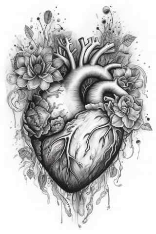 Heart tattoo design, tattoo sketch#4