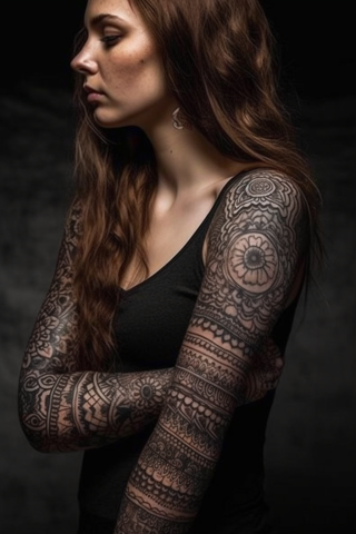 Henna sleeve tattoos for women unique#23