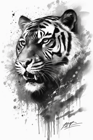 Japan tiger tattoo, tattoo sketch#7