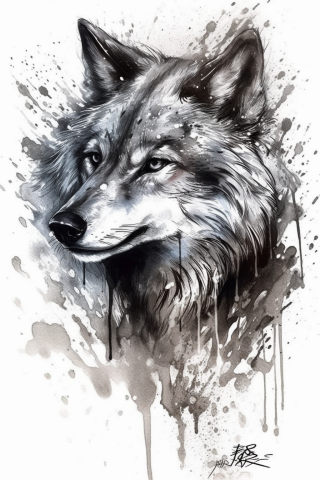 Japanese wolf tattoo, tattoo sketch#5