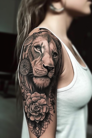 Leo sleeve tattoos for women#67