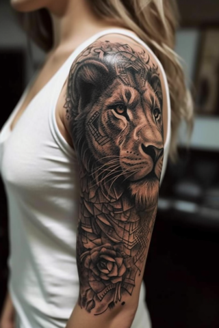 Leo sleeve tattoos for women#68