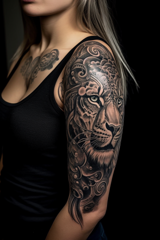 Leo sleeve tattoos for women#71