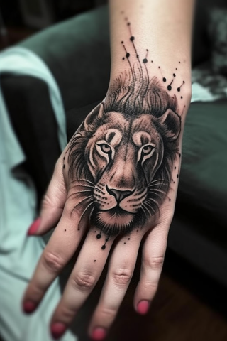 Lion hand tattoos for women#16