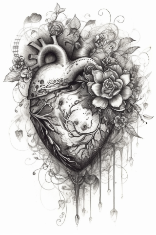 Love heart tattoo, tattoo sketch#9