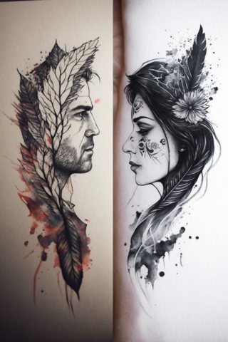 Matching couple tattoo, tattoo sketch#4