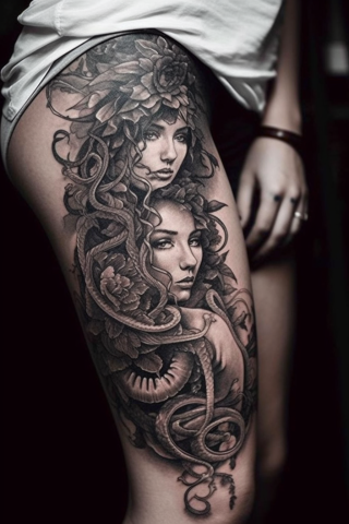 Medusa tattoo design for women leg#112