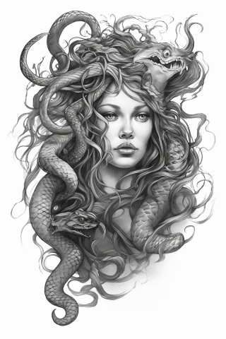Medusa tattoo minimal, tattoo sketch#100