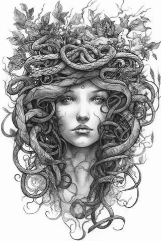 Medusa tattoo minimal, tattoo sketch#101