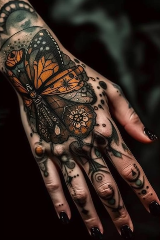 Moth hand tattoos for women#28