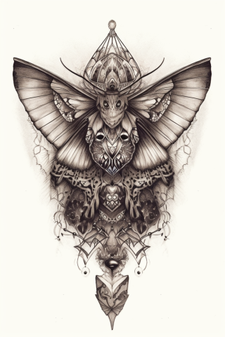 Moth sternum tattoo women, tattoo sketch#42