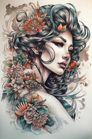 Neo traditional tattoo art, tattoo sketch#16