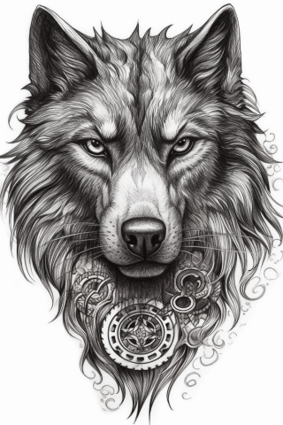 Norse wolf tattoo, tattoo sketch#15