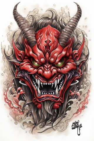 Oni neo traditional tattoo, tattoo sketch#2