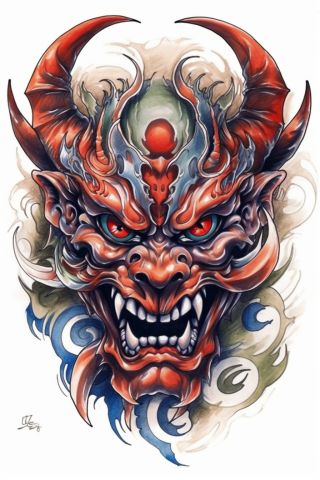 Oni neo traditional tattoo, tattoo sketch#3