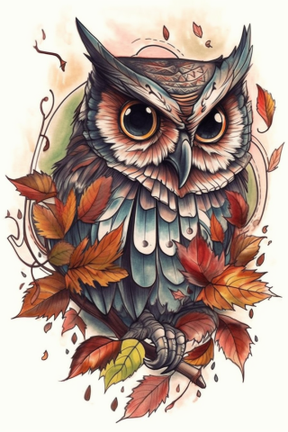 Owl neo traditional tattoo, tattoo sketch#36