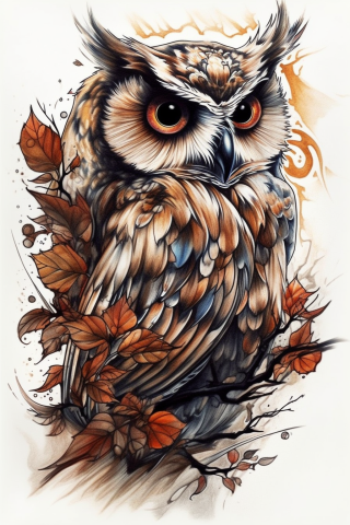 Owl neo traditional tattoo, tattoo sketch#39