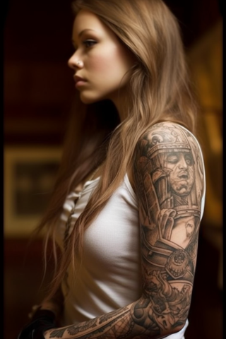 Punchy western sleeve tattoos, tattoo sketch#12