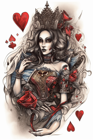 Queen of hearts tattoo design, tattoo sketch#12