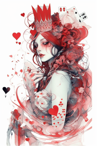 Red queen of hearts tattoo, tattoo sketch#13