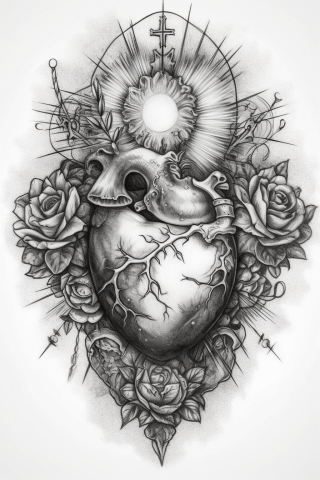 Sacred heart tattoo, tattoo sketch#7