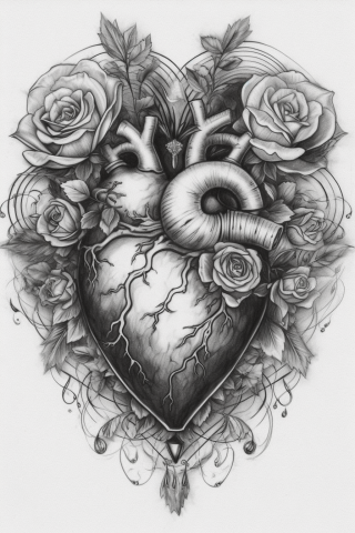 Sacred heart tattoo, tattoo sketch#8