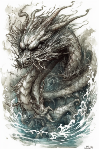 Sea dragon tattoo, tattoo sketch#7