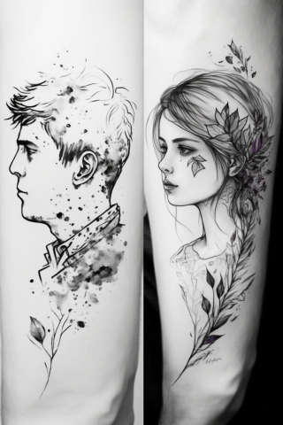 Sketch Matching couple tattoo ideas#2