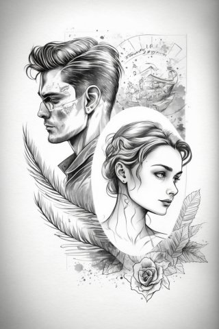 Sketch Matching couple tattoo ideas#3