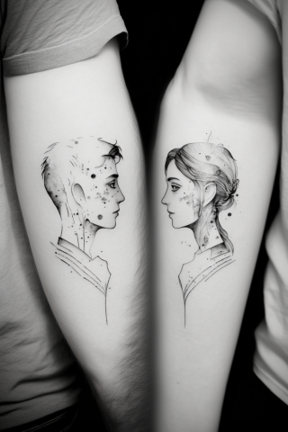 Sketch Matching couple tattoo ideas#5