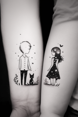 Sketch Small couple tattoo ideas#8