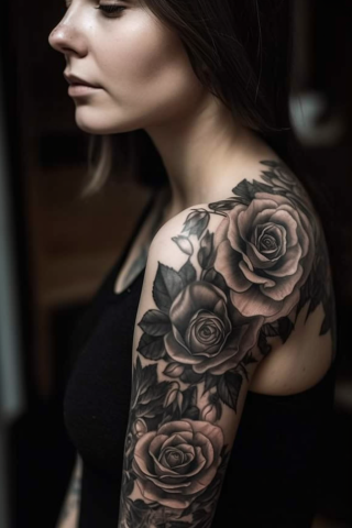Sleeve tattoos with roses for women design ideas #1