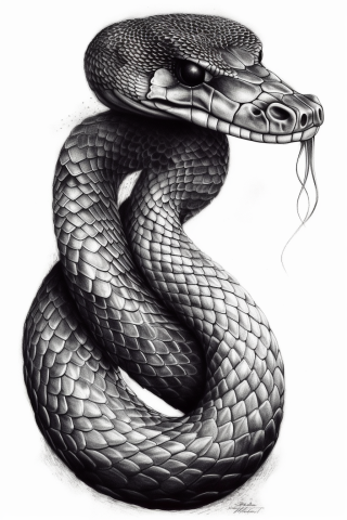 Snake fineline tattoo, tattoo sketch#14