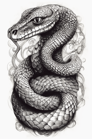 Snake fineline tattoo, tattoo sketch#16