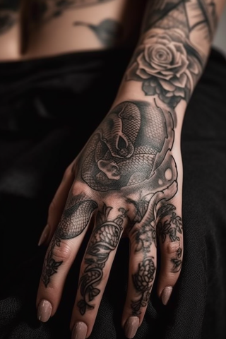 Snake hand tattoos for women#41