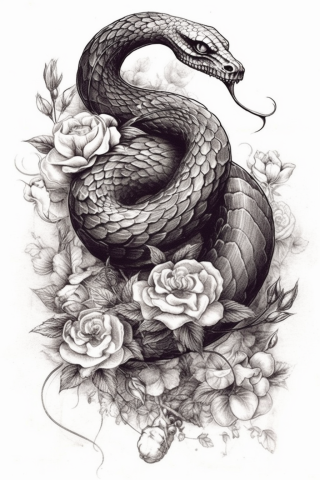 Snake tattoos for women, tattoo sketch#6