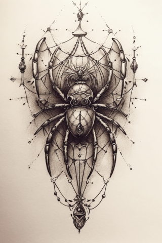 Spider sternum tattoo, tattoo sketch#55