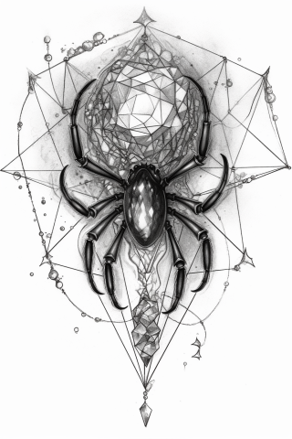 Spider sternum tattoo, tattoo sketch#57