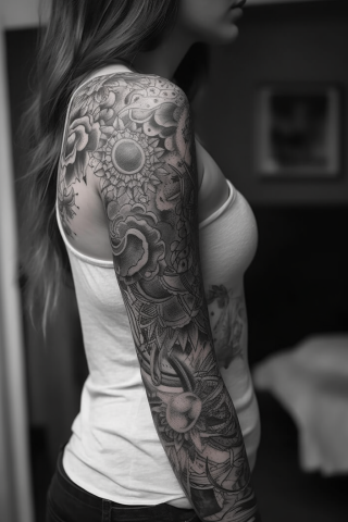Star sleeve tattoos for women unique#44