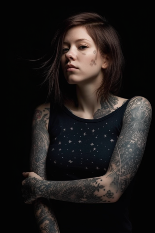 Star sleeve tattoos for women#30