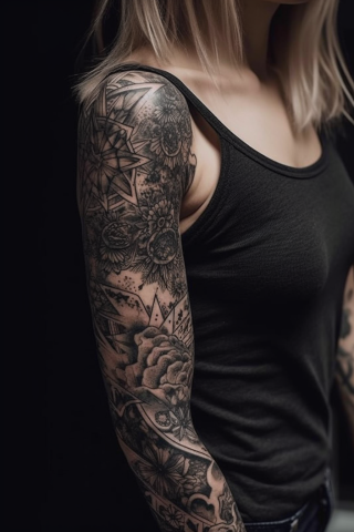 Star sleeve tattoos for women#35