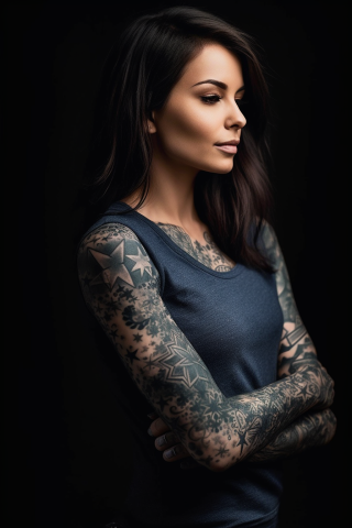 Star sleeve tattoos for women#45