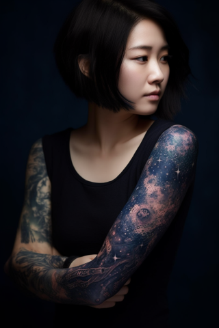 Star sleeve tattoos for women#46